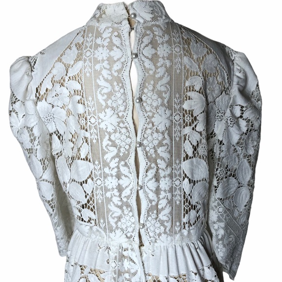 Handmade Sheer White Lace Vintage Style Dress - Picture 6 of 9